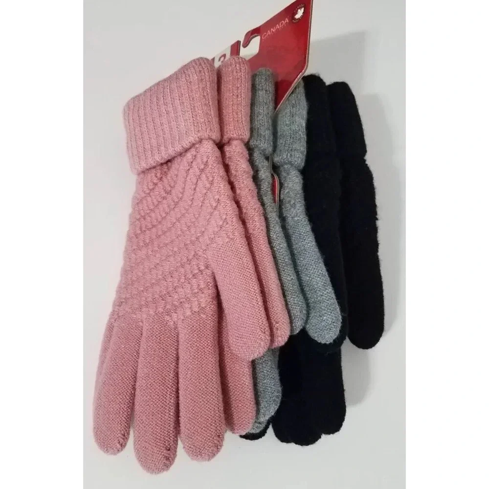 Canada Weather Gear Winter Gloves Women 3pack‎ Pink Gray Black NEW